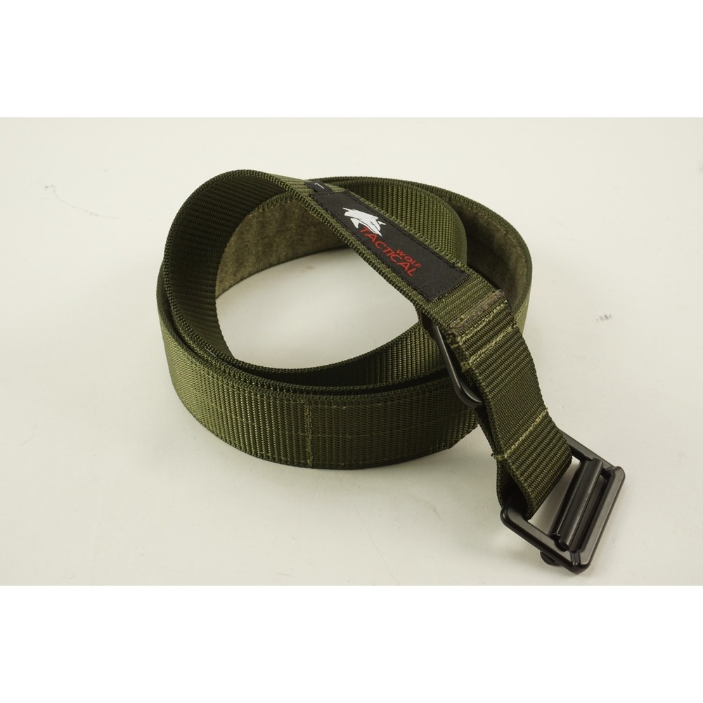 Wolf Tactical Heavy Duty Riggers Belt Large 1.75" Green Woven Nylon EDC No Hole